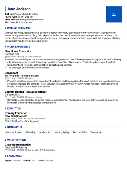 Box resume template made by Kickresume resume builder