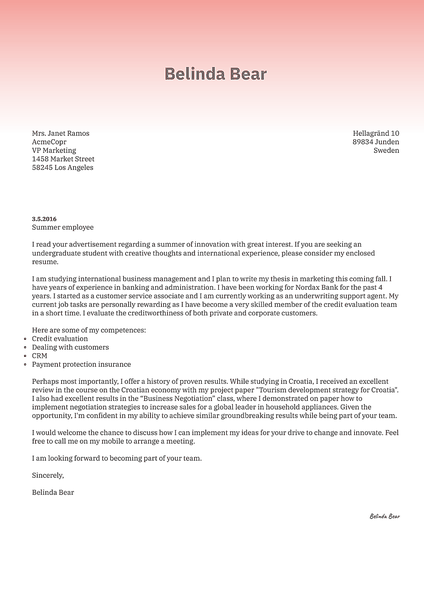 Best Professional Cover Letter - Small