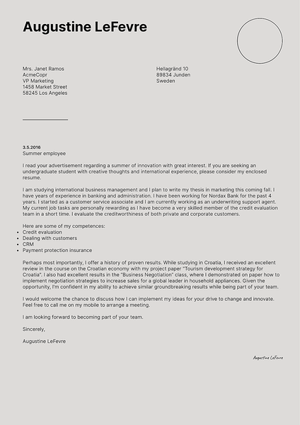 Best Professional Cover Letter - Small