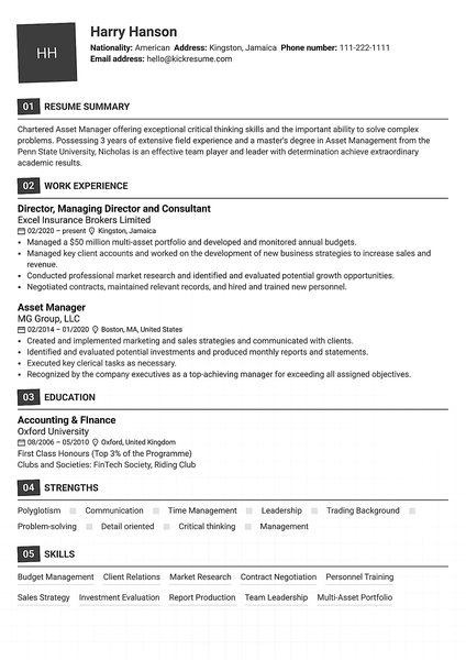 Tilt resume template made by Kickresume resume builder